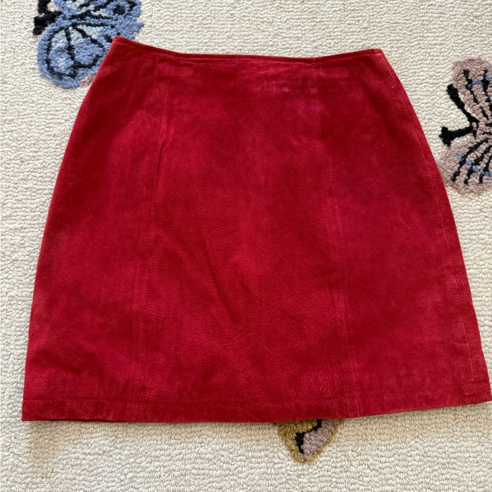 Vintage Wilson Red 100% Suede Skirt